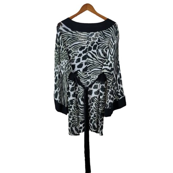 Spiegel Tunic Top size Large light sheer Swim cover up Leopard Zebra Cheetah - Picture 5 of 7